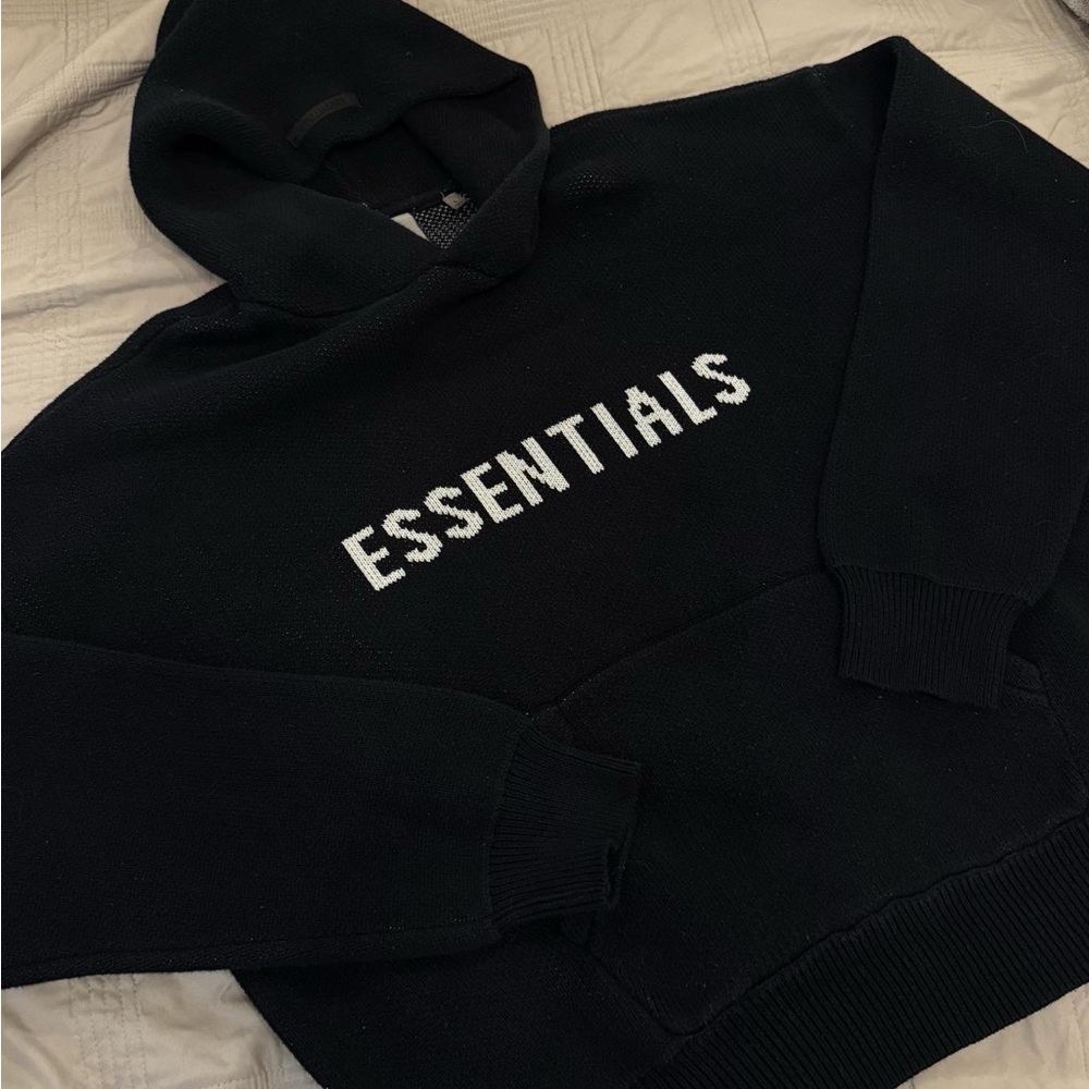 Black Essentials Fear of God Knit Hoodie